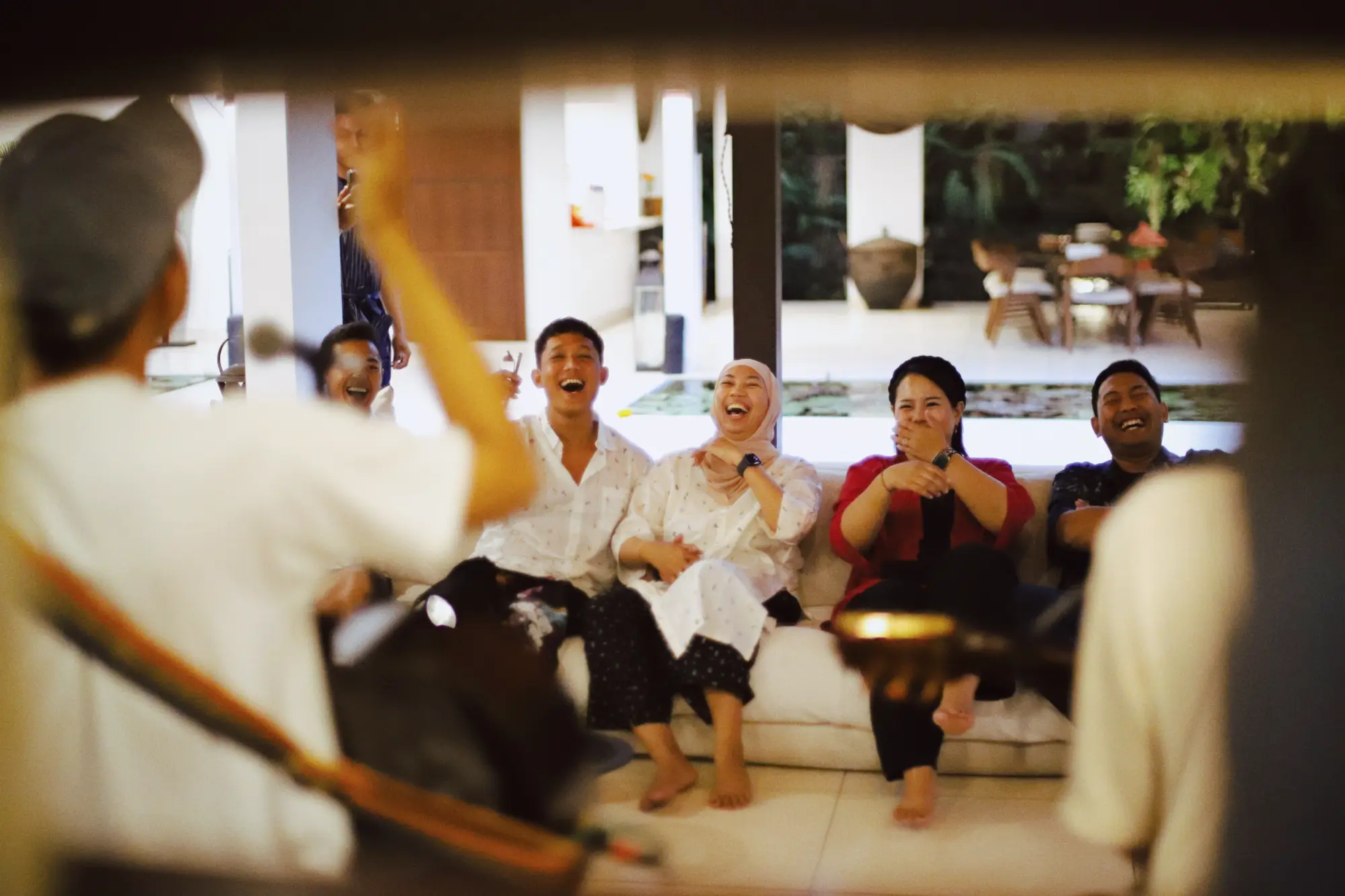 A group dinner party in the villa