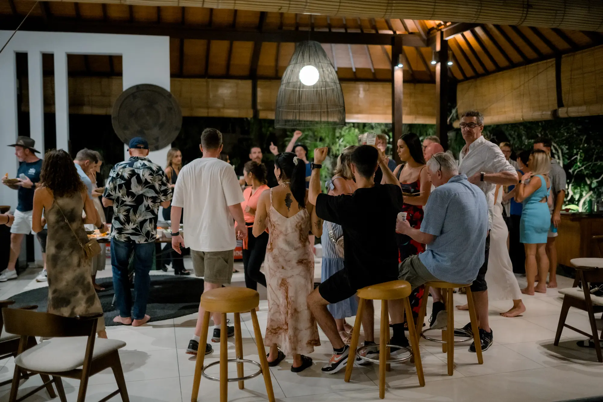 Guests at an evening celebration