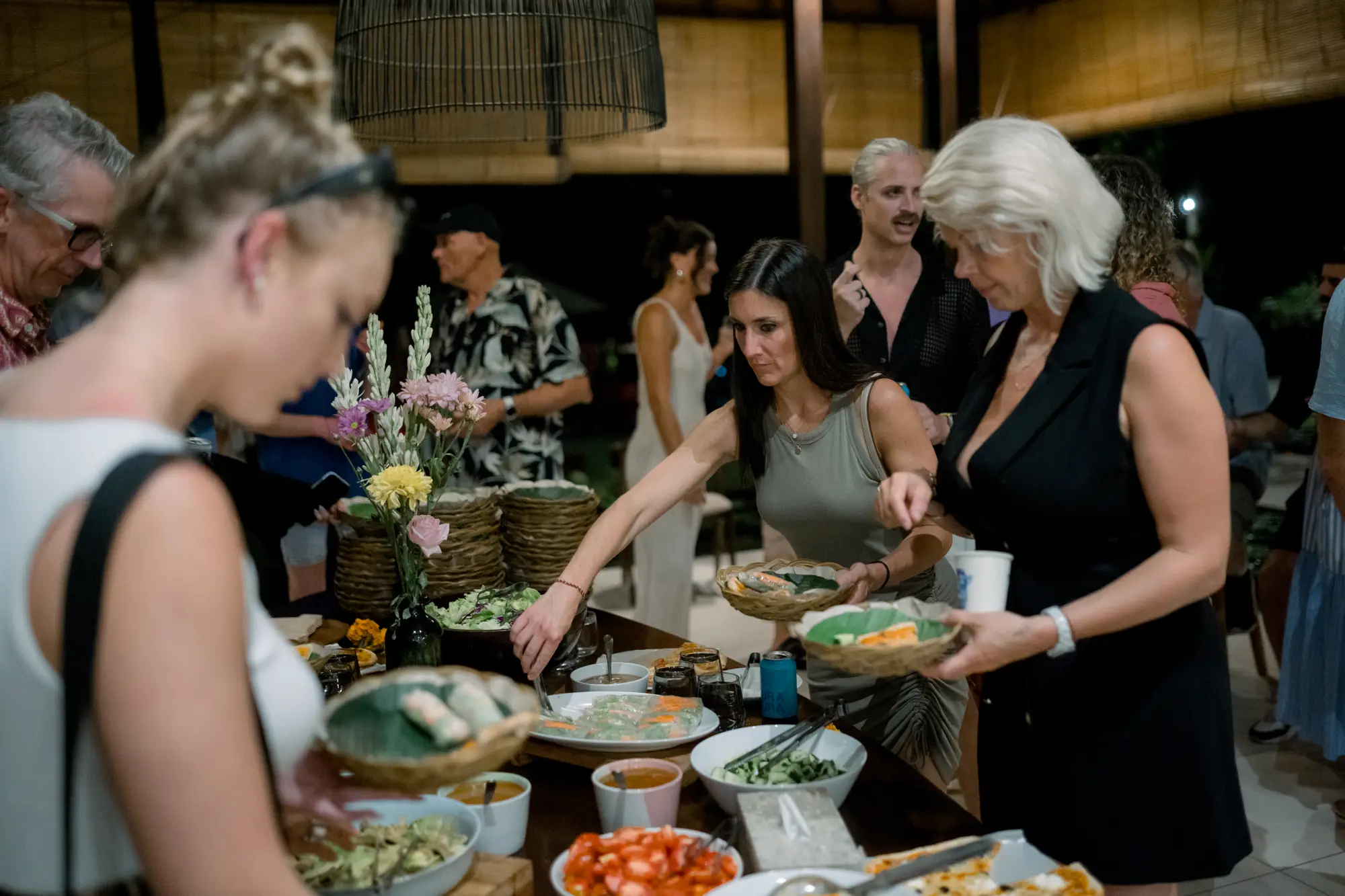 Guests serving themselves from a buffet