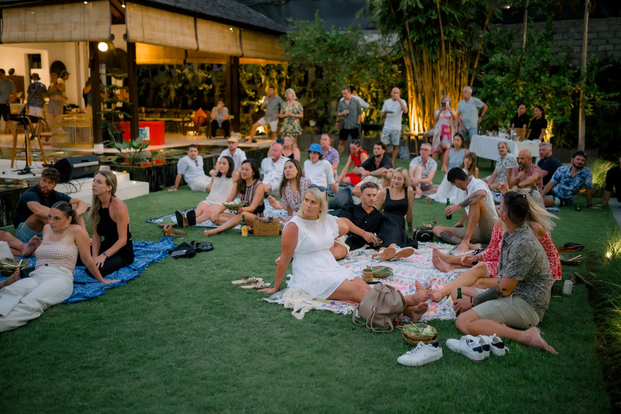 A picnic on the lawn for a large group