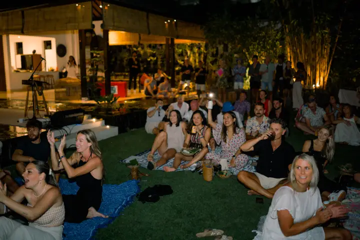 An evening party on the lawn