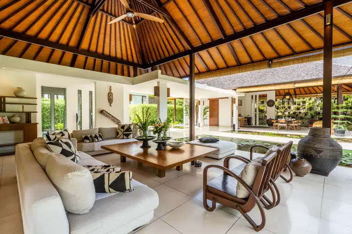 The living area with garden views on both sides